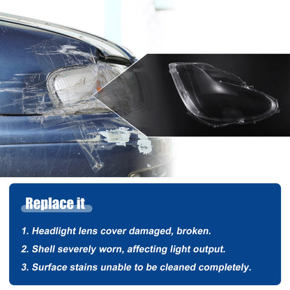 1 Pair Clear Lens Headlight Cover for Mercedes W219 CLS Class (2006–2010) No.A2198202961