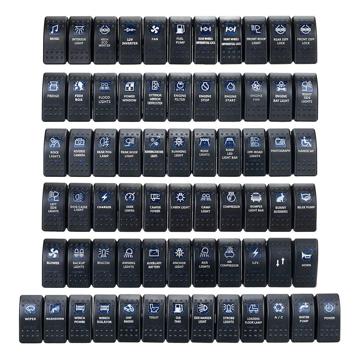 Rocker Switch 12-24V ON-OFF LED Light Latching for Car Van Boat Marine Dash