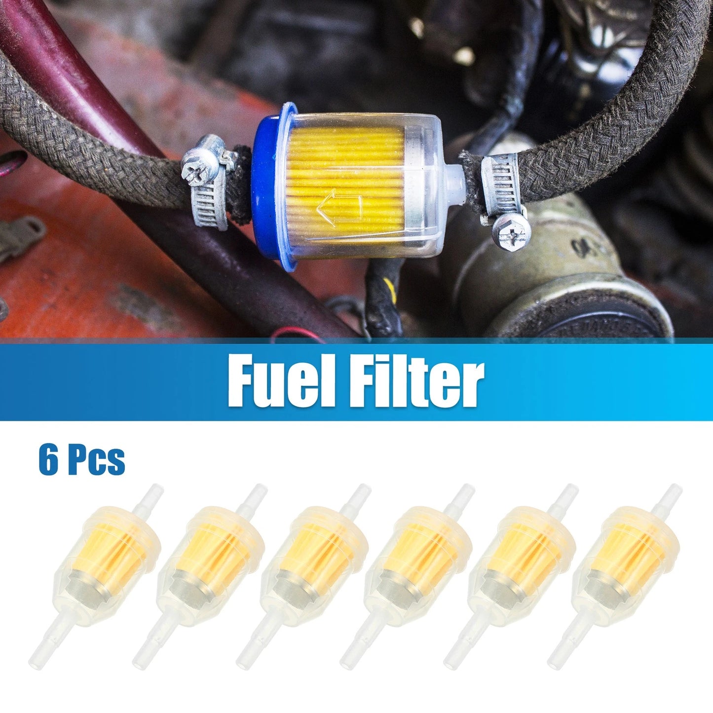Set of 6 Inline Fuel Filters for Small Engines (1/4" & 5/16")