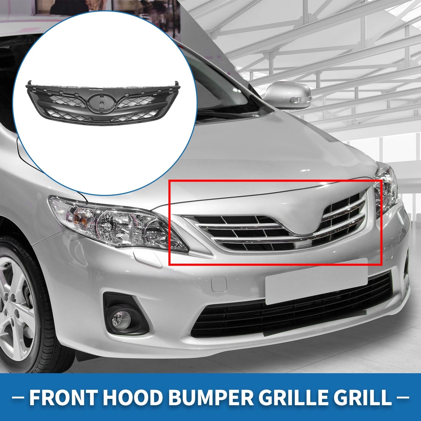 Front Hood Bumper Grille for Toyota Corolla (2010) - Black