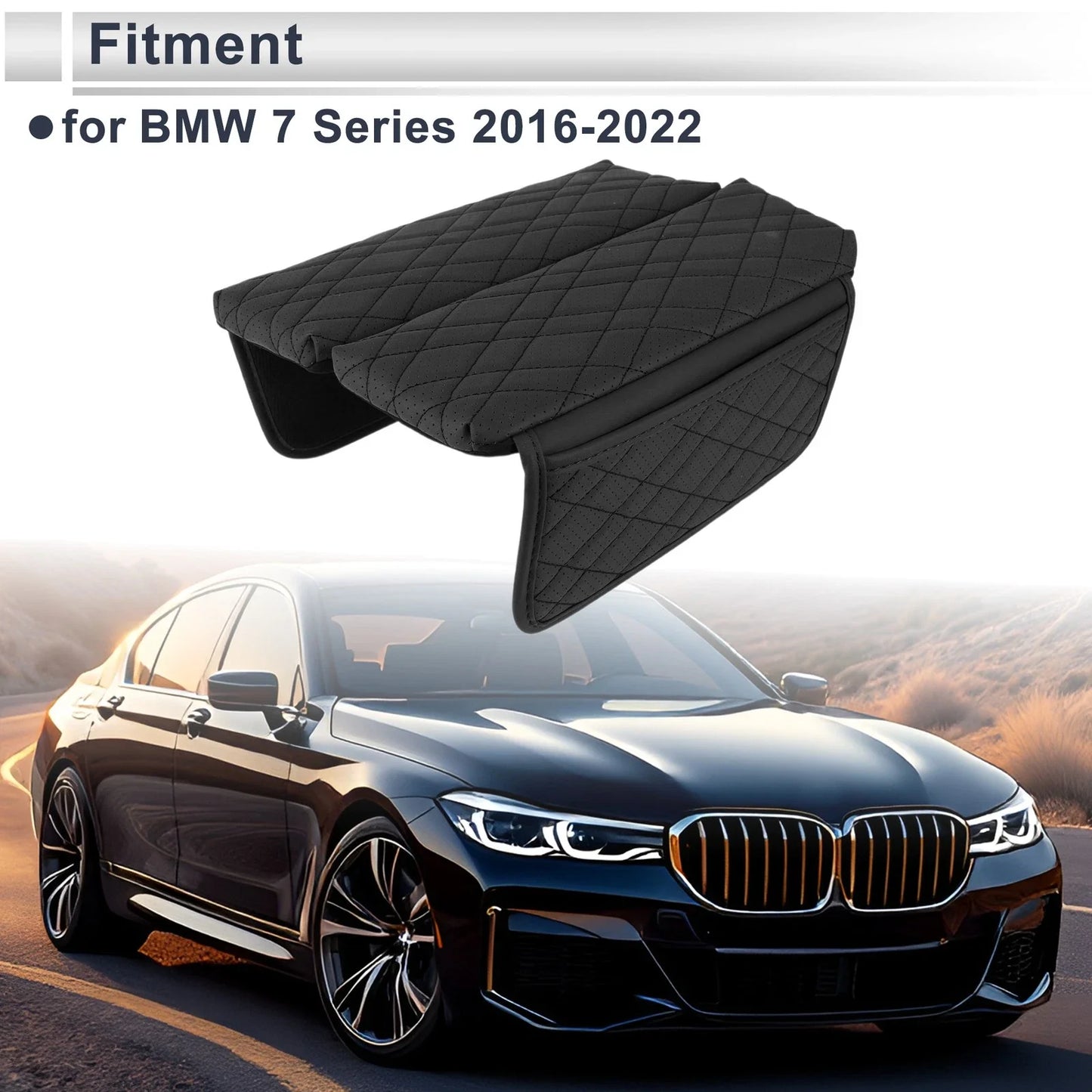 Center Console Cover with Storage Bag for BMW 7 Series (2016-2022) Black