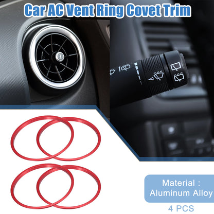 Set of 4 AC Vent Ring Cover Trim for Toyota Tacoma (2016–2024) Aluminum Red