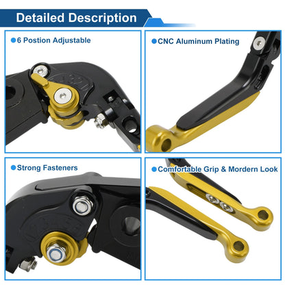 Short Long Brake Clutch Levers for Kawasaki ZX7R/ZX7RR (1996–2003) Black Gold Tone