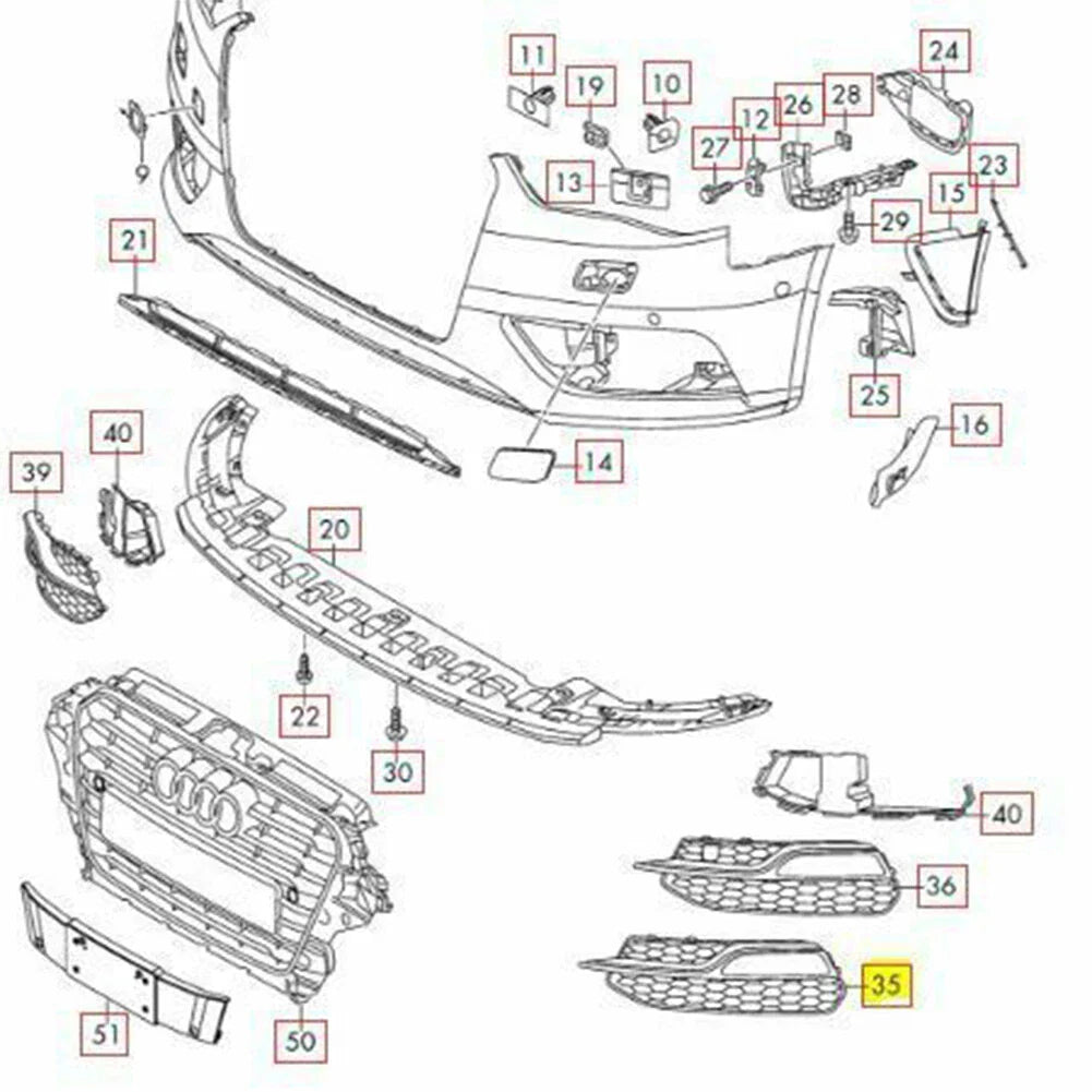 Right Front Fog Light Grille Cover for Audi A3 S3 (2013-2017)