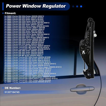 Rear Left Power Window Regulator for BMW 5 Series E60 (2003 - 2010)