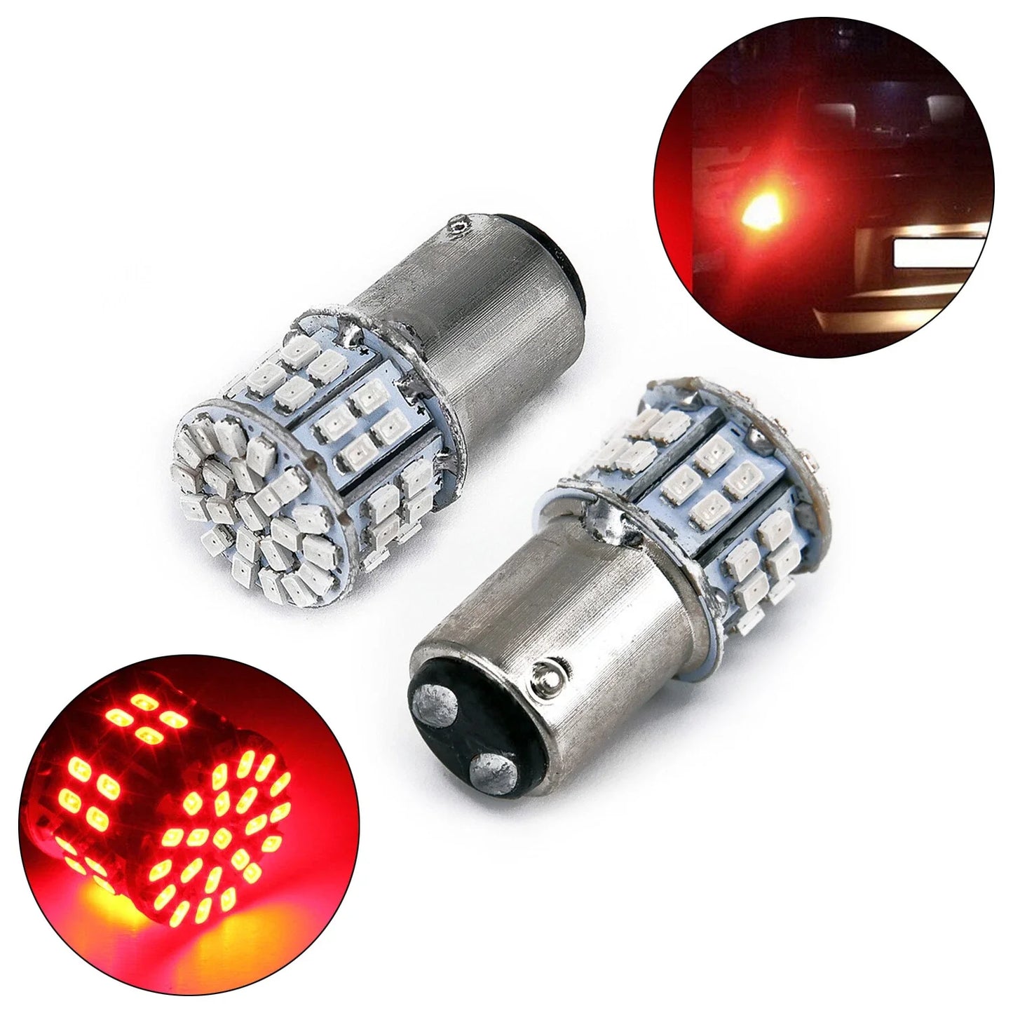 2Pcs/Set 12V Brake Lamp 1157 BAY 15D Tail Light 50-SMD LED Red Stop Bulb