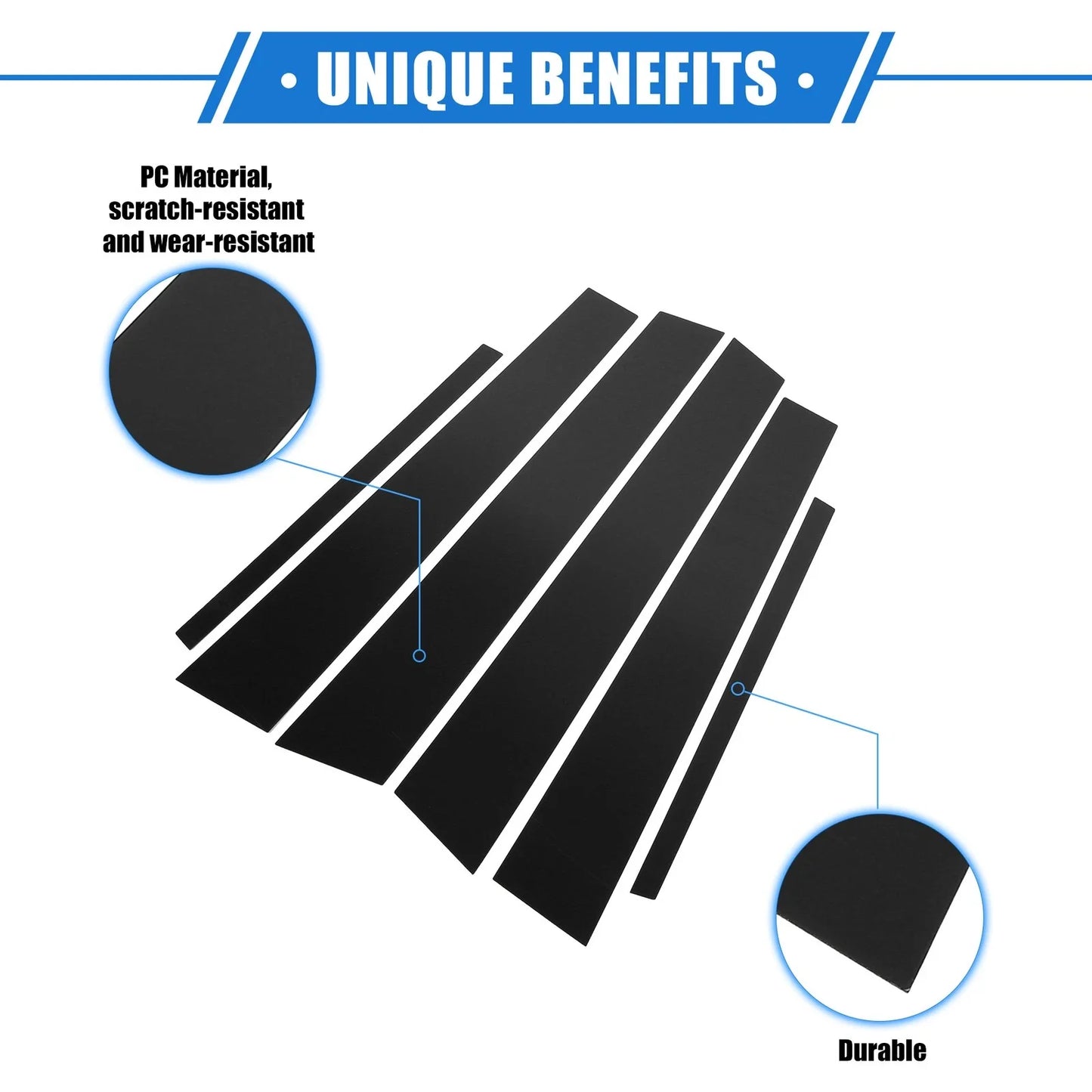 6 x Pillar Post Trim Covers for Honda Accord Sedan (2008-2012) Black