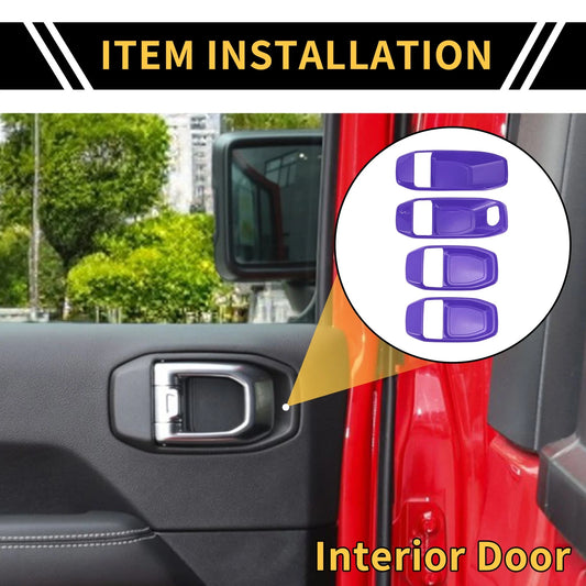 Set of 4 Interior Door Handle Bowl Cover Trims for Jeep Wrangler JL (2018–2023)