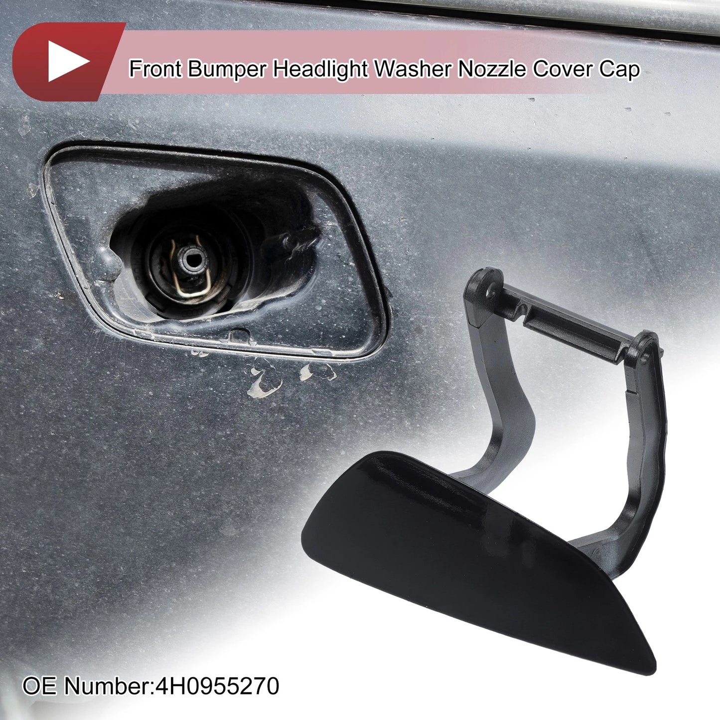 Front Right Washer Nozzle Cover Cap for Audi A8 (2009–2014) 1Pcs Black