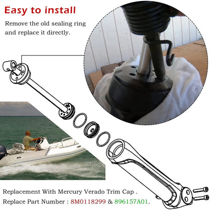 Trim Cap Seal Kit for Mercury Outboard 200HP (2004–2023) 2Pcs