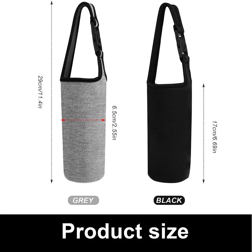 Bottle Bags for Thermos Cups with Adjustable Straps Black & Gray