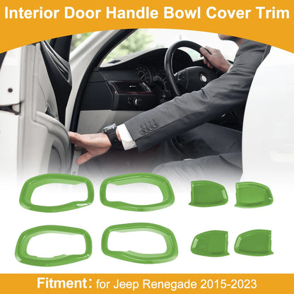 Set of 4 Interior Door Handle Bowl Cover Trim for Jeep Renegade (2015–2023) Green ABS