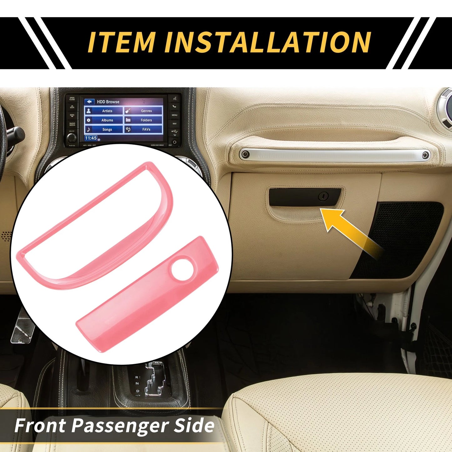 Glove Box Handle Switch Cover Trim for Jeep Wrangler JK (2007–2017) Pink