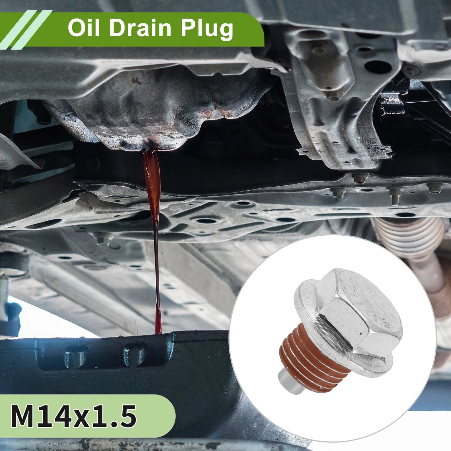 Set of 2 M14x1.5 Copper Oil Drain Plug with Gasket for Car Motorcycle