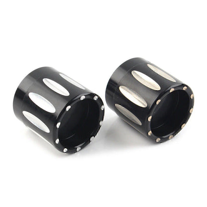Black CNC Front Axle Nut Covers for Harley Touring Softail