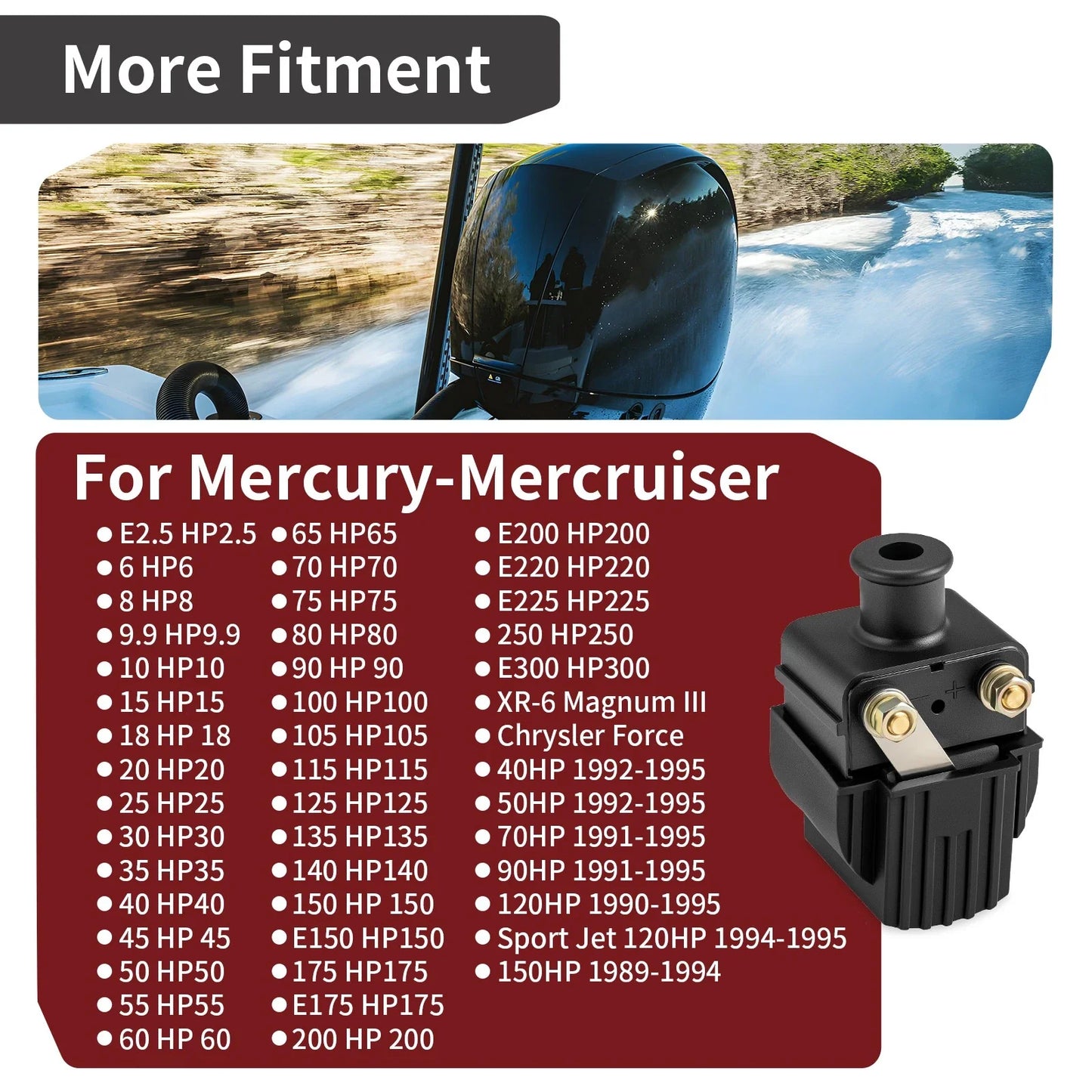 Ignition Coils 6-Pack for Mercury Outboard 25Hp Engine (1980–2006)