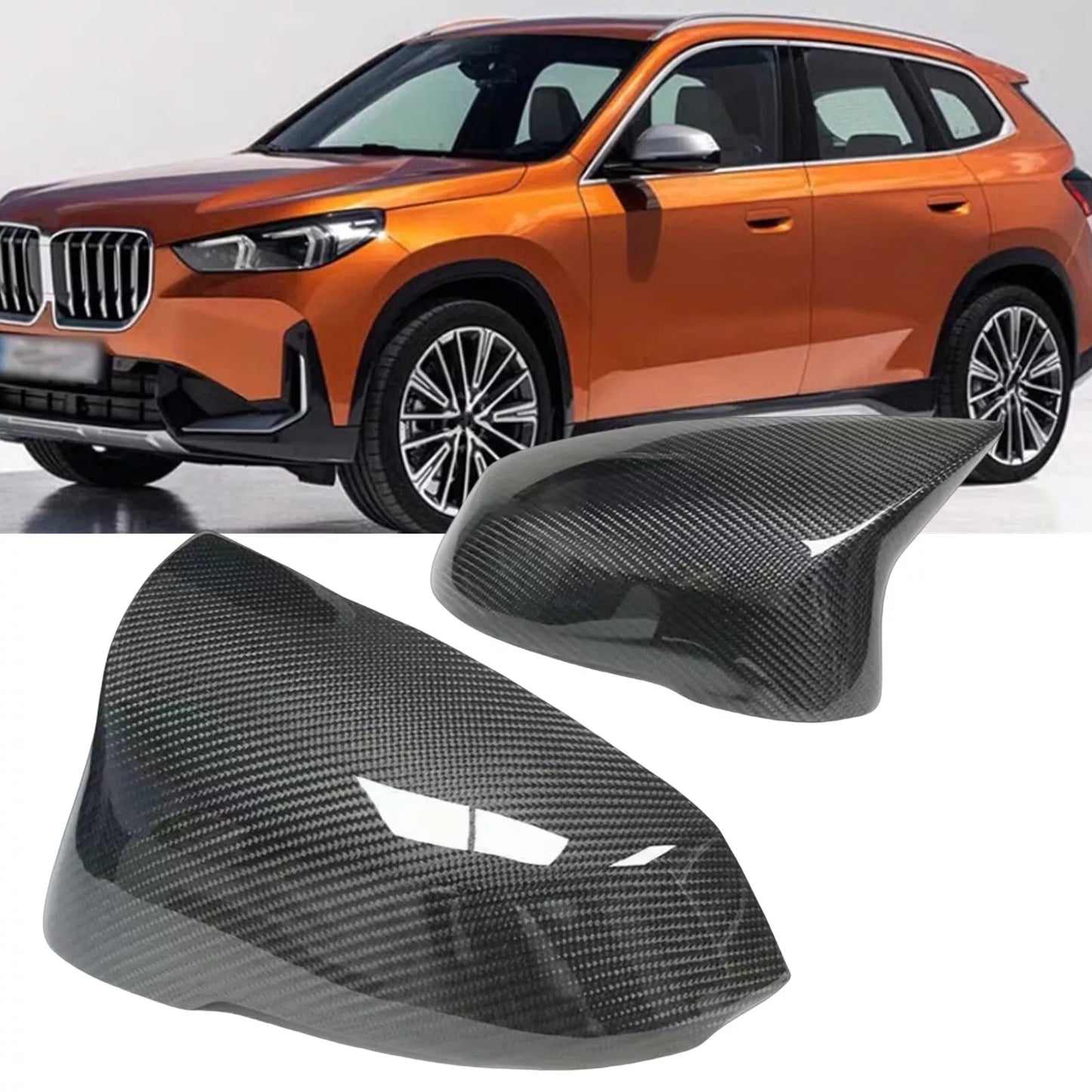 1 Pair Rear View Mirror Cover for BMW X1 U11 U12 (2023-2024) Carbon Fiber
