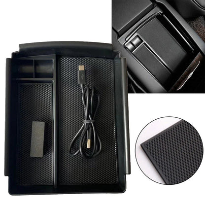 Console Armrest Storage Box with Wireless Charger for Tesla Model X (2015–2024)