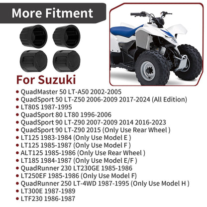 Set of 4 Center Hub Wheel Caps for Suzuki Quadsport (1980–1990)