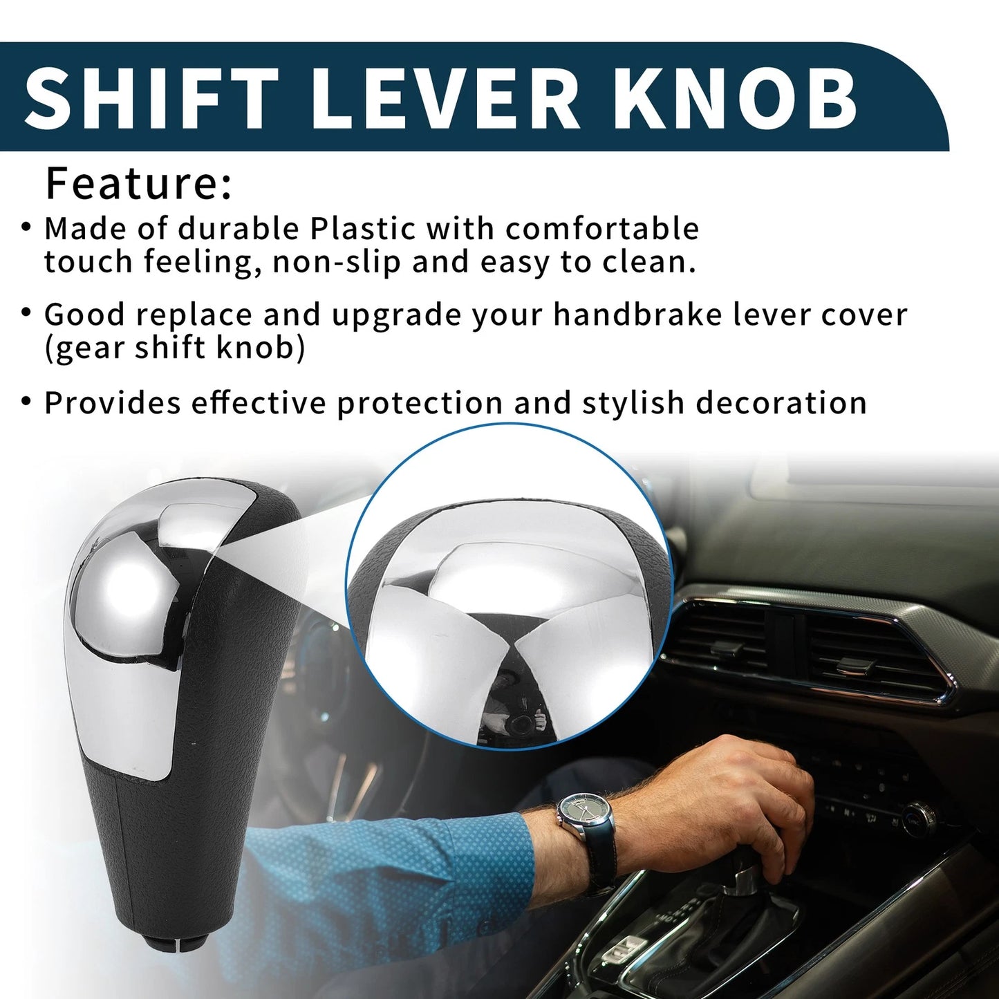 Automatic Gear Shift Knob for Ford Focus MK2 (2005–2012) Plastic Black Silver Tone