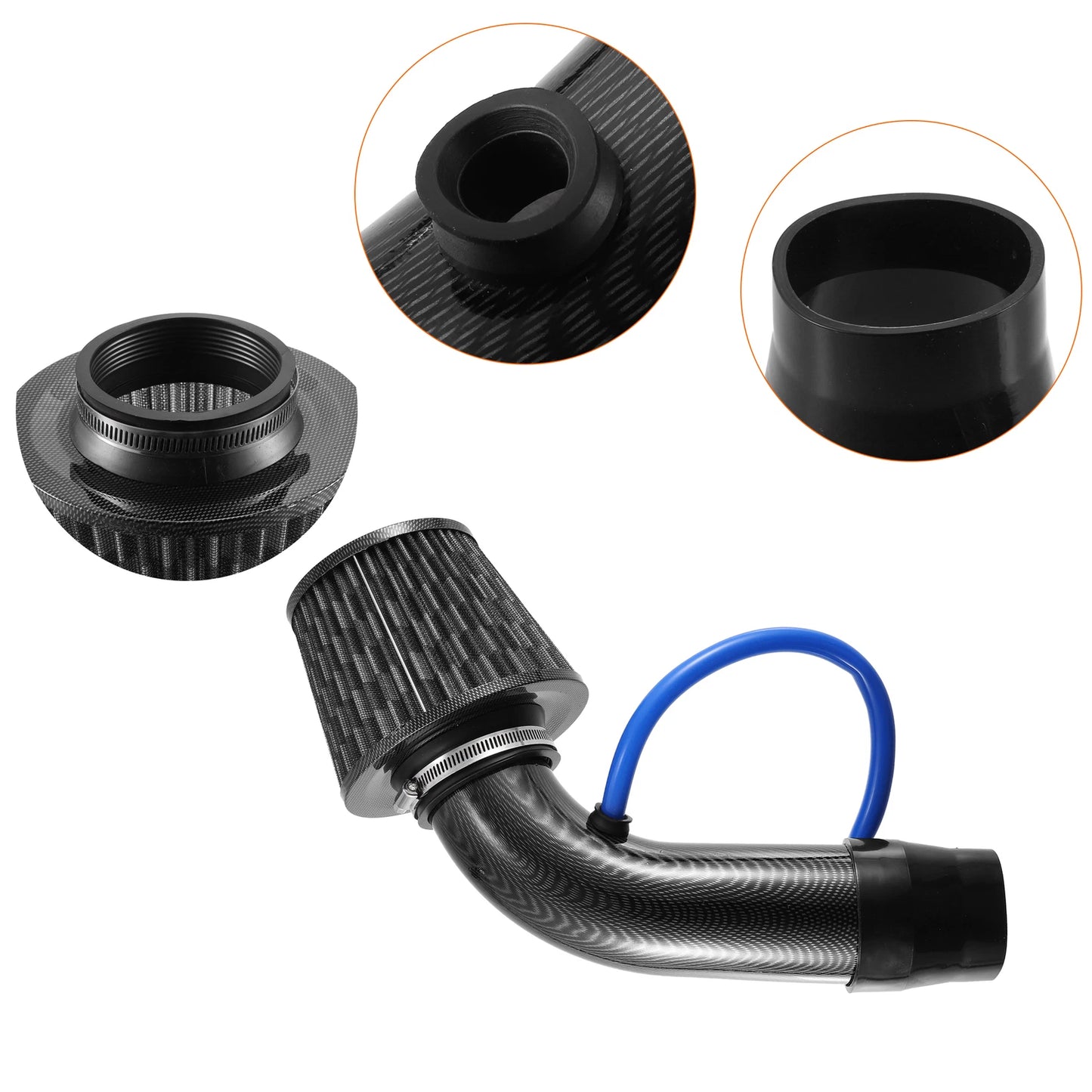 3" Cold Air Turbo Intake Pipe Kit for Car (Carbon Fiber Pattern)