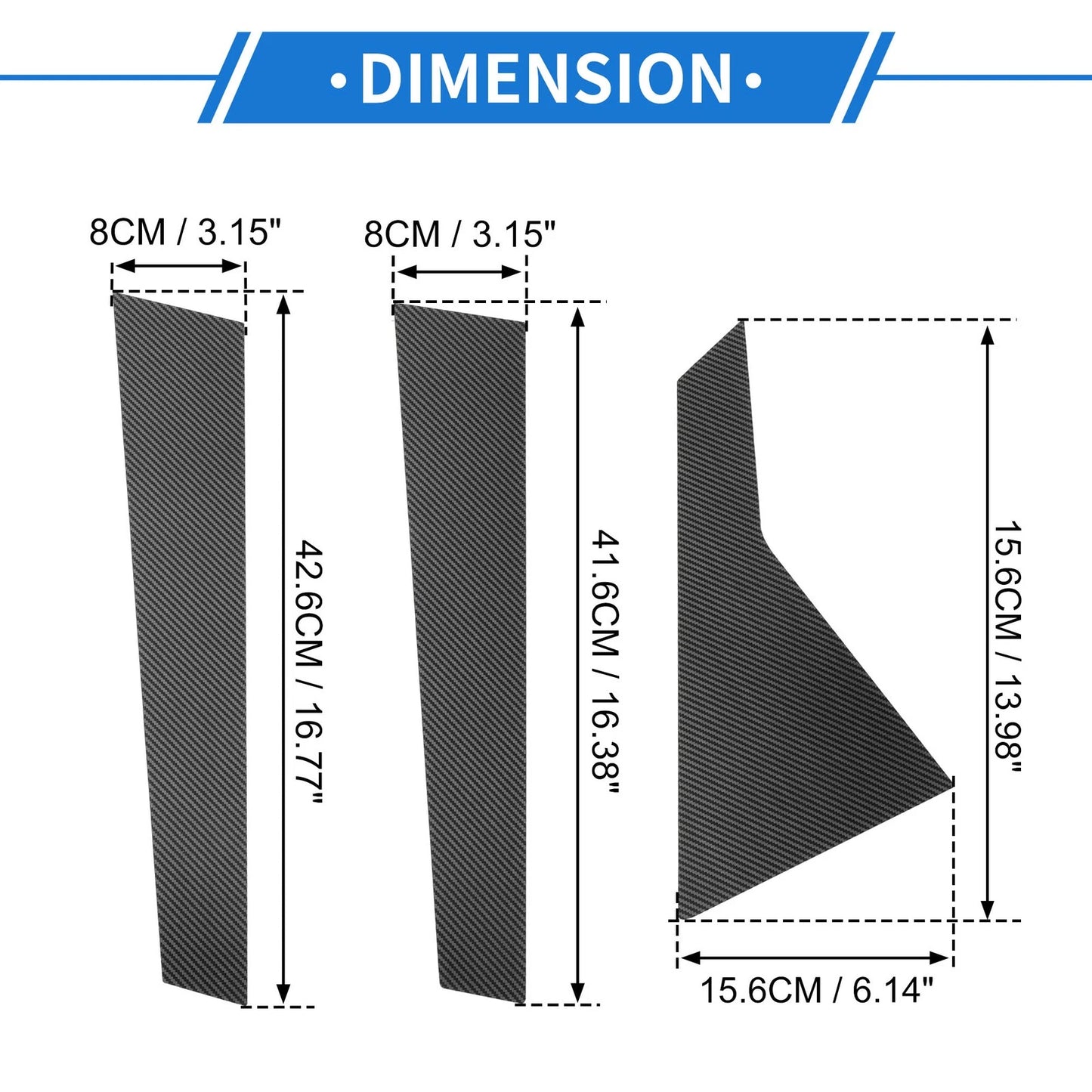 6 Pcs Door Pillar Window Trim for Hyundai Genesis (Carbon Fiber Pattern)