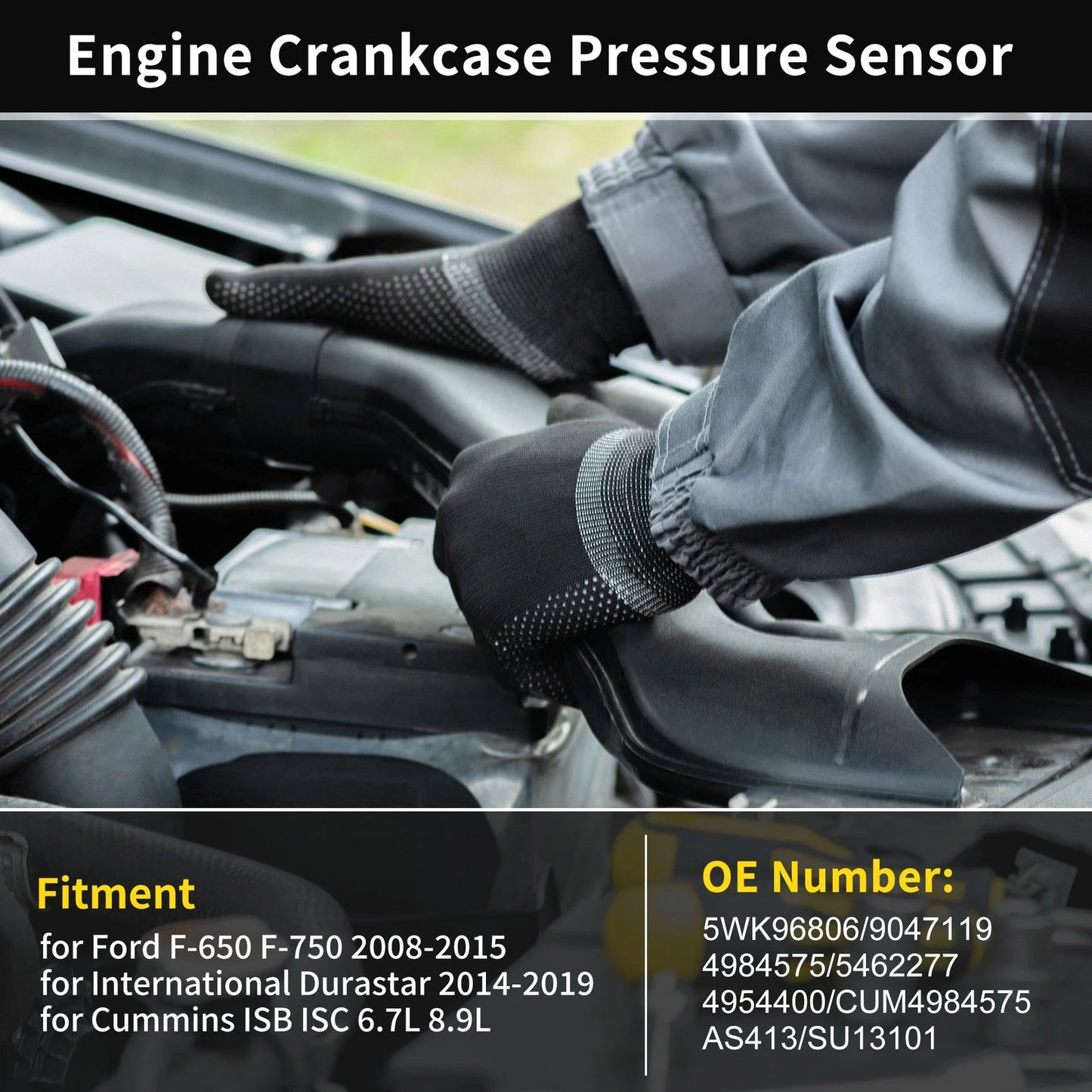 Engine Crankcase Pressure Sensor for Cummins ISB ISC 6.7L 8.9L (2007–2023)