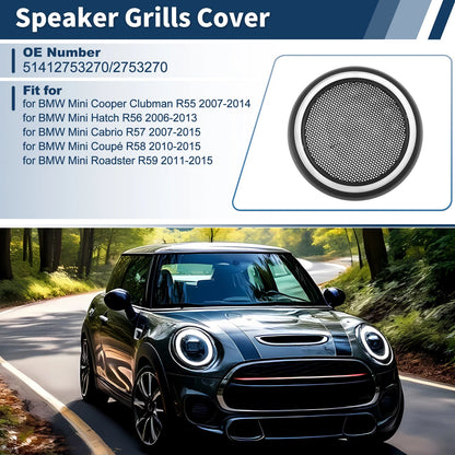 Speaker Grills Cover for BMW Mini Cooper Clubman R55 (2007–2014) Black Silver Tone