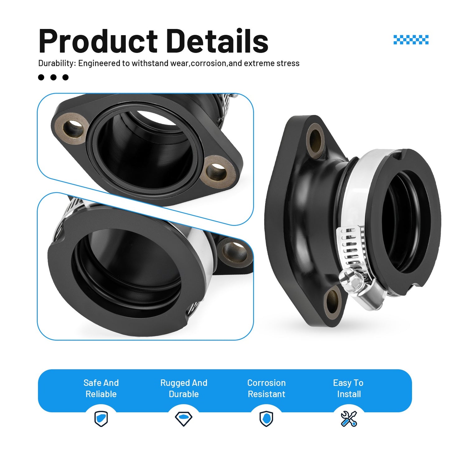 Set of 2 Carburetor Intake Manifold Boots for Polaris Wide Trak (1990–2008)