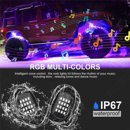 8x RGB LED Rock Lights for Offroad Truck Underbody Neon Lamps (2015-2023)