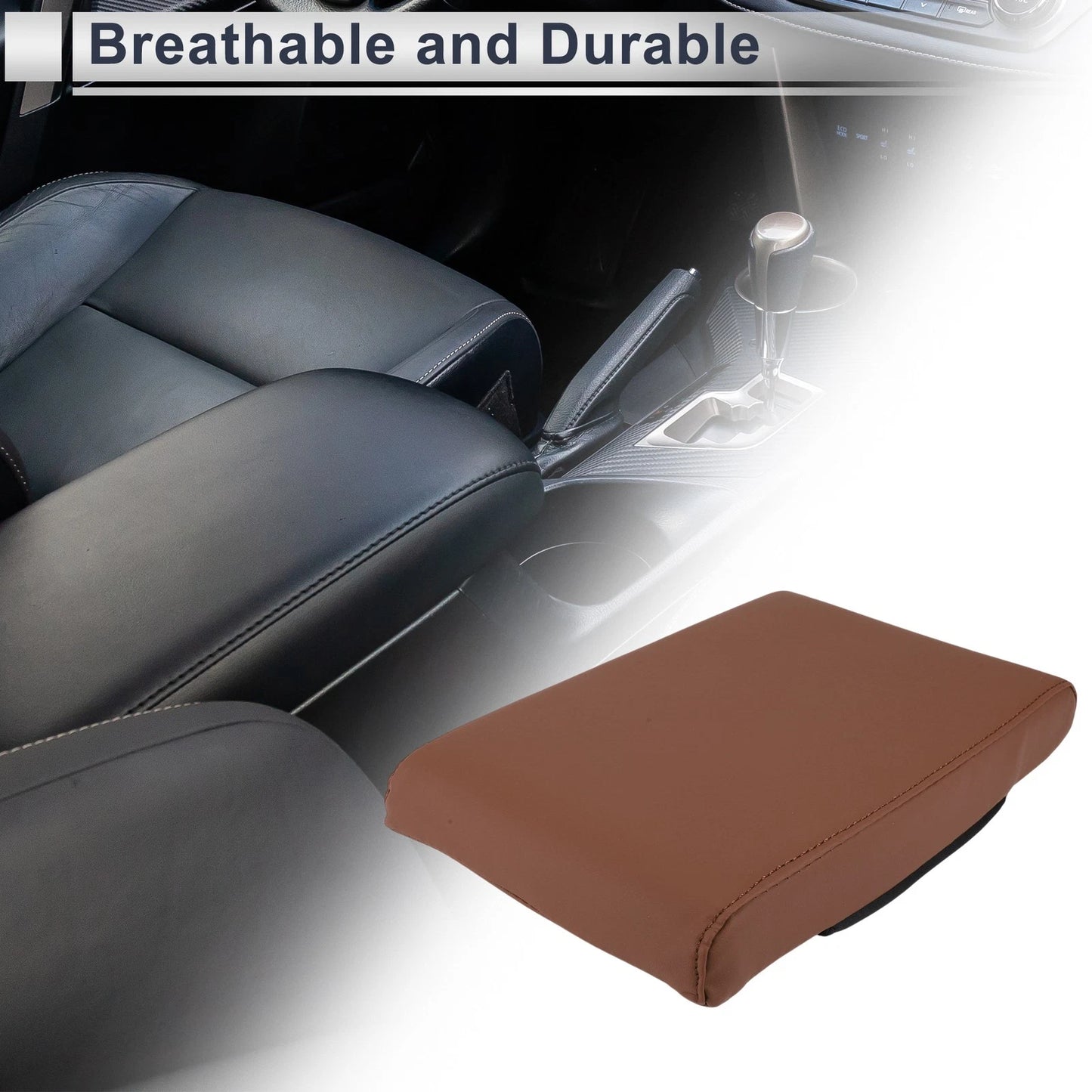 Center Console Cover for Car (12.6"x7.87"x1.97", Light Brown)