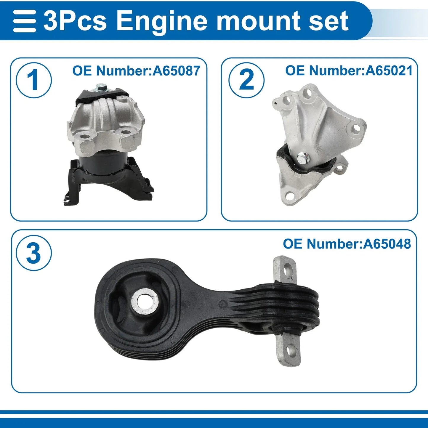 3 x Engine Motor Mounts for Honda Civic (2012-2015)