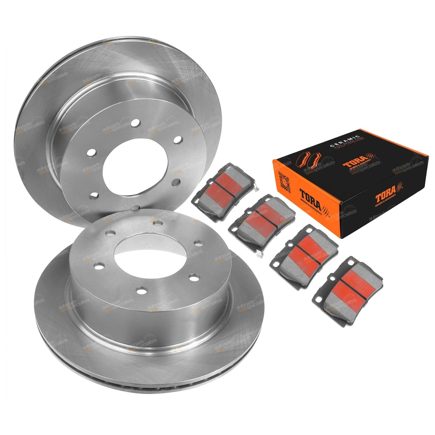2 Rear Disc Brake Rotors + Pads for Mitsubishi Challenger (2009–2015)