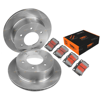 2 Rear Disc Brake Rotors + Pads for Mitsubishi Challenger (2009–2015)