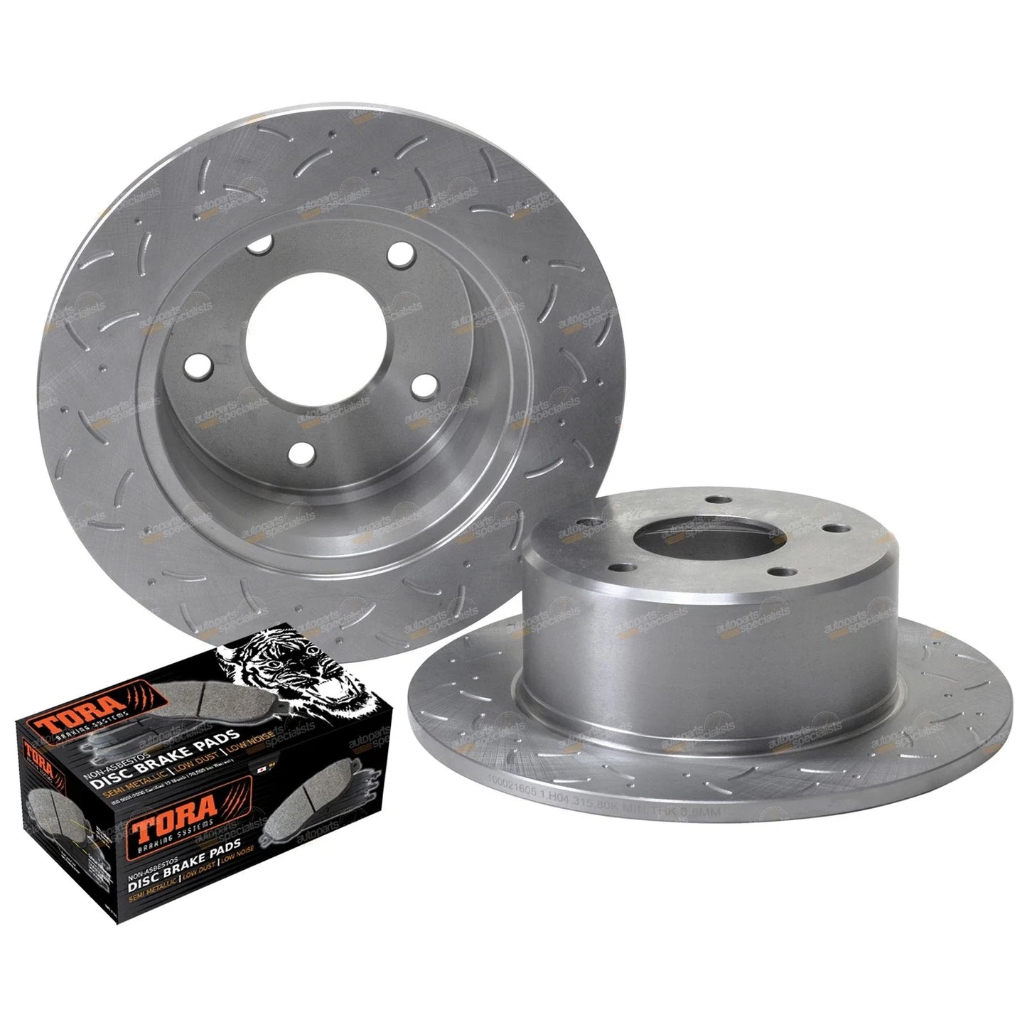 2 x Rear Slotted Drilled Disc Rotors + Pads for Lexcen VN VP VR VS (1991–1997)