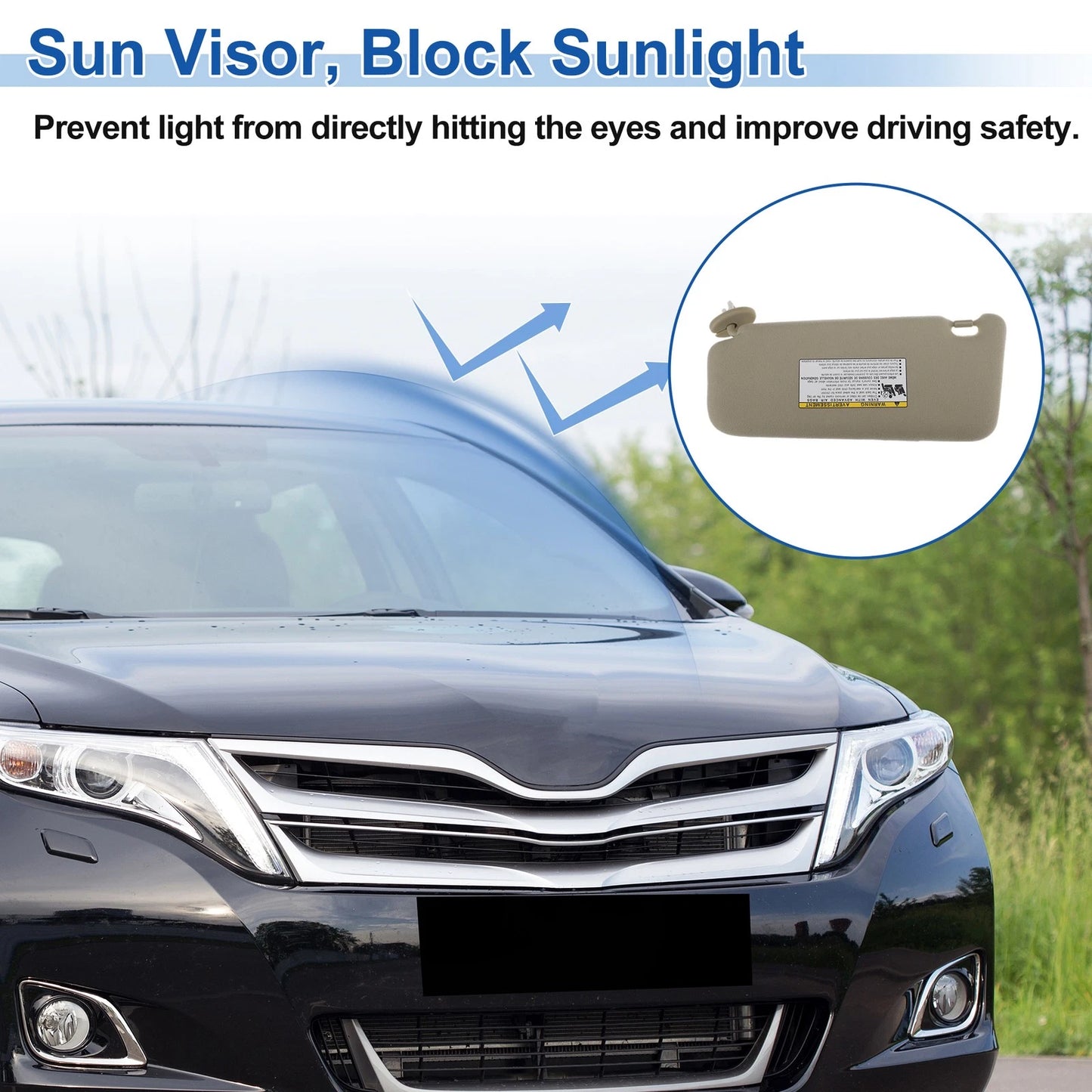 Right Side Sun Visor for Toyota Venza (2009–2016) Replace No. 743100T022A1 Beige