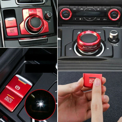 Cap Button Covers for Mazda 3 6 CX-5 Red Aluminum Alloy EPB Park