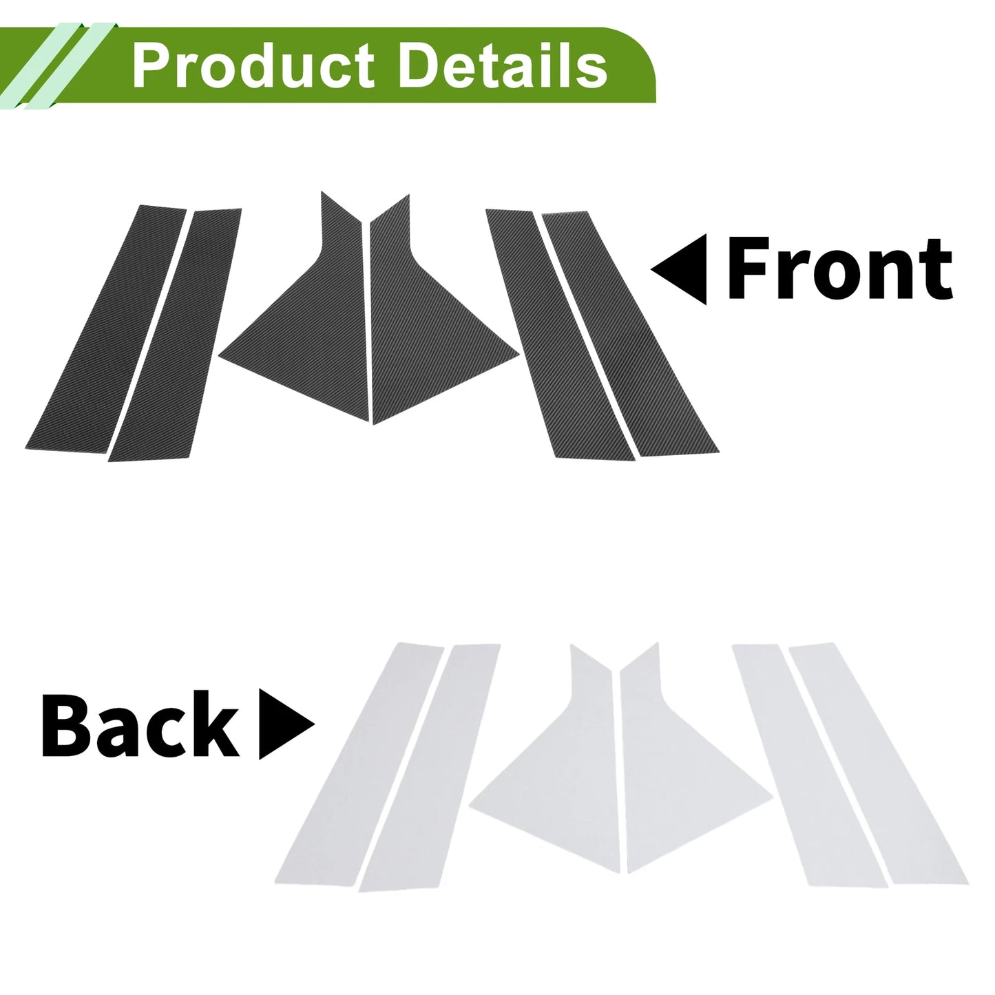 6 Pcs Door Pillar Window Trim for Chevy Impala (2014–2020) Carbon Fiber