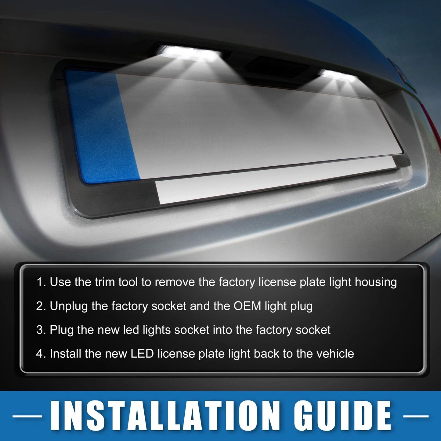 2 x White LED License Plate Lights for Mercedes-Benz C220 (2001-2010)
