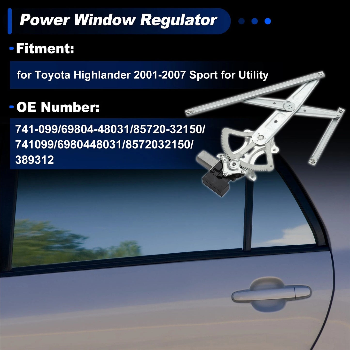 Power Window Regulator for Toyota Highlander (2001–2007) No. 741-099