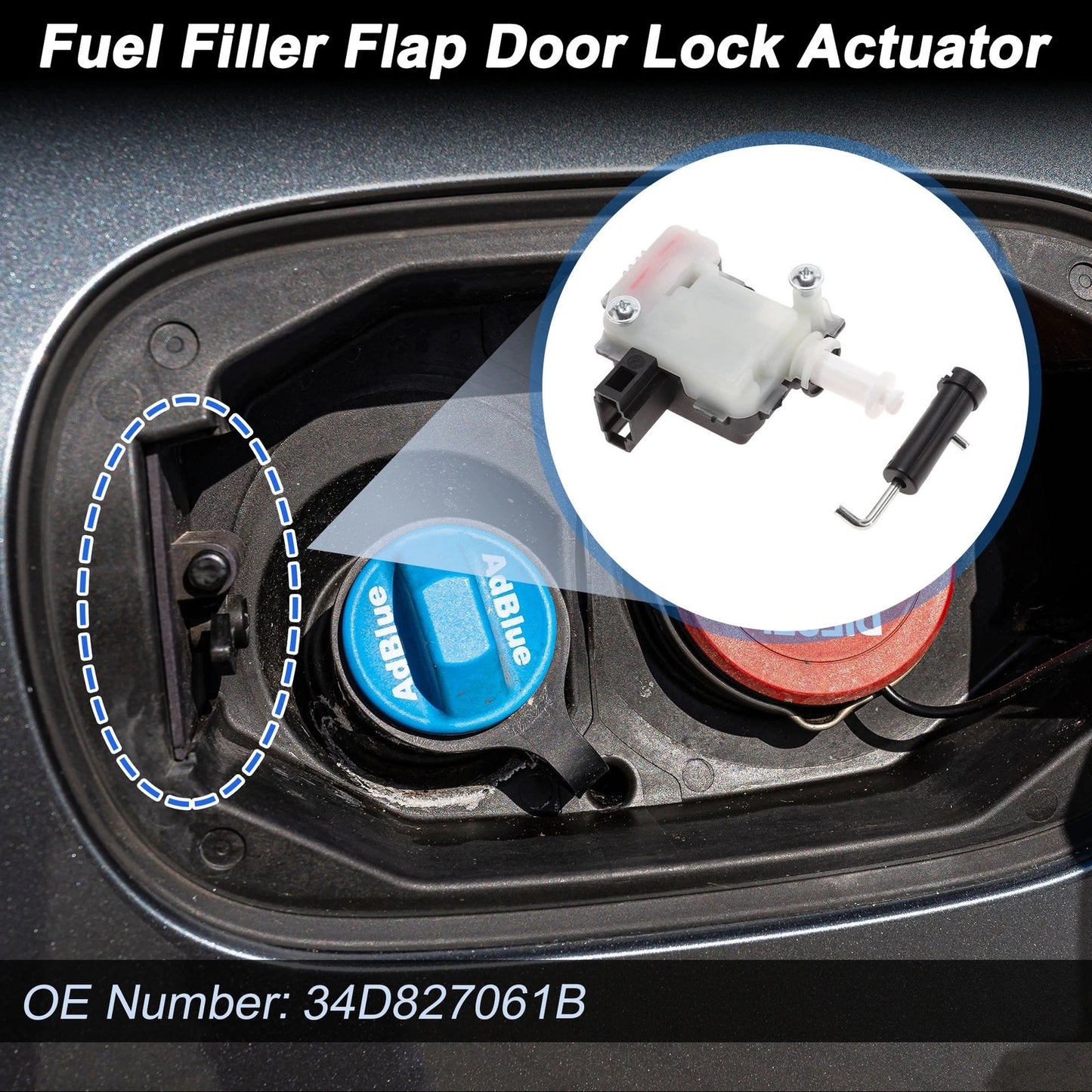 Fuel Filler Flap Door Latch Lock Actuator Motor for Skoda Rapid (2013–2017)