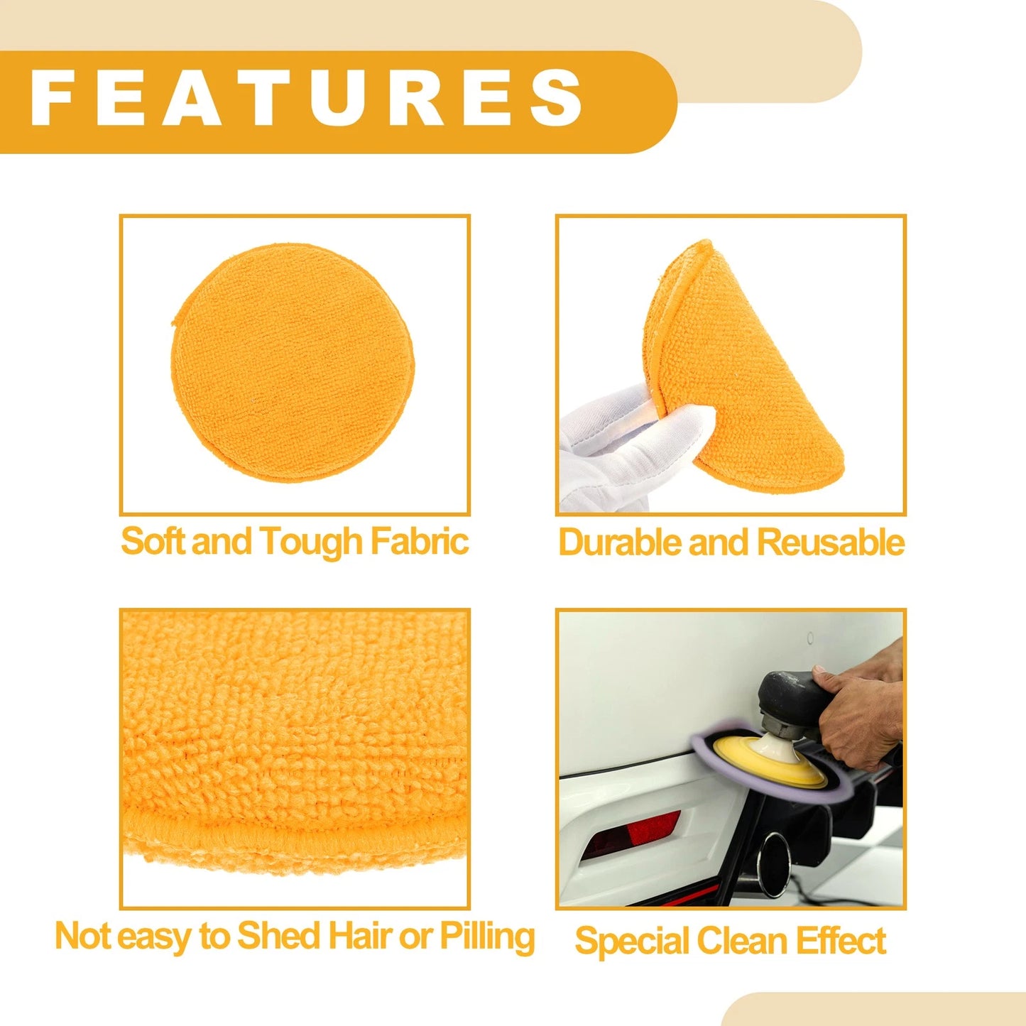 Set of 4 Polishing Buffing Pads for Auto (12.5cm)
