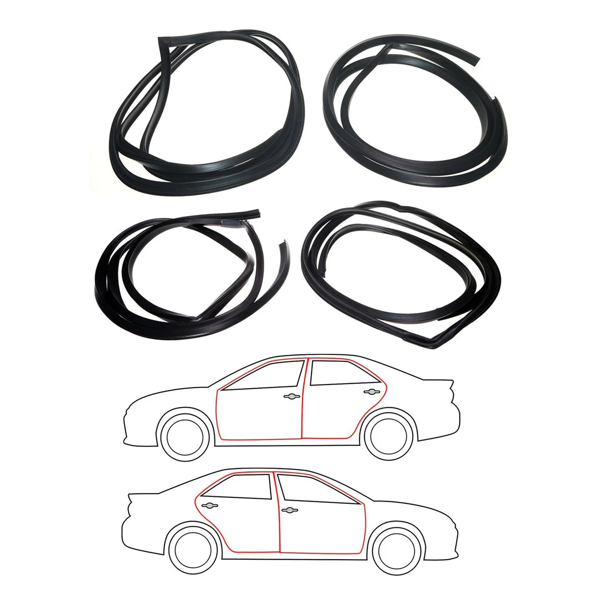 Set of 2 Door Weatherstrips for Toyota Corona Sedan (1964–1970)
