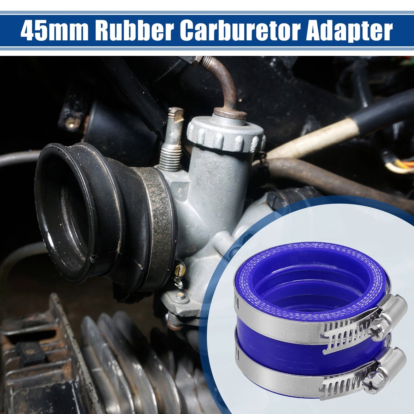 45mm ID Blue Carburetor Adapter Inlet Pipe Boot for Universal Applications