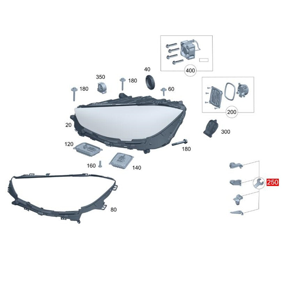 Right Headlight Housing Bracket Kit for Mercedes-Benz S-Class (2021–2023)
