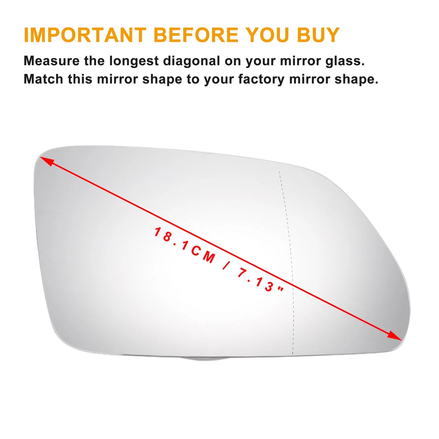 Right Side Heated White Mirror Glass for Skoda Octavia (2004–2008)