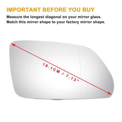 Right Side Heated White Mirror Glass for Skoda Octavia (2004–2008)