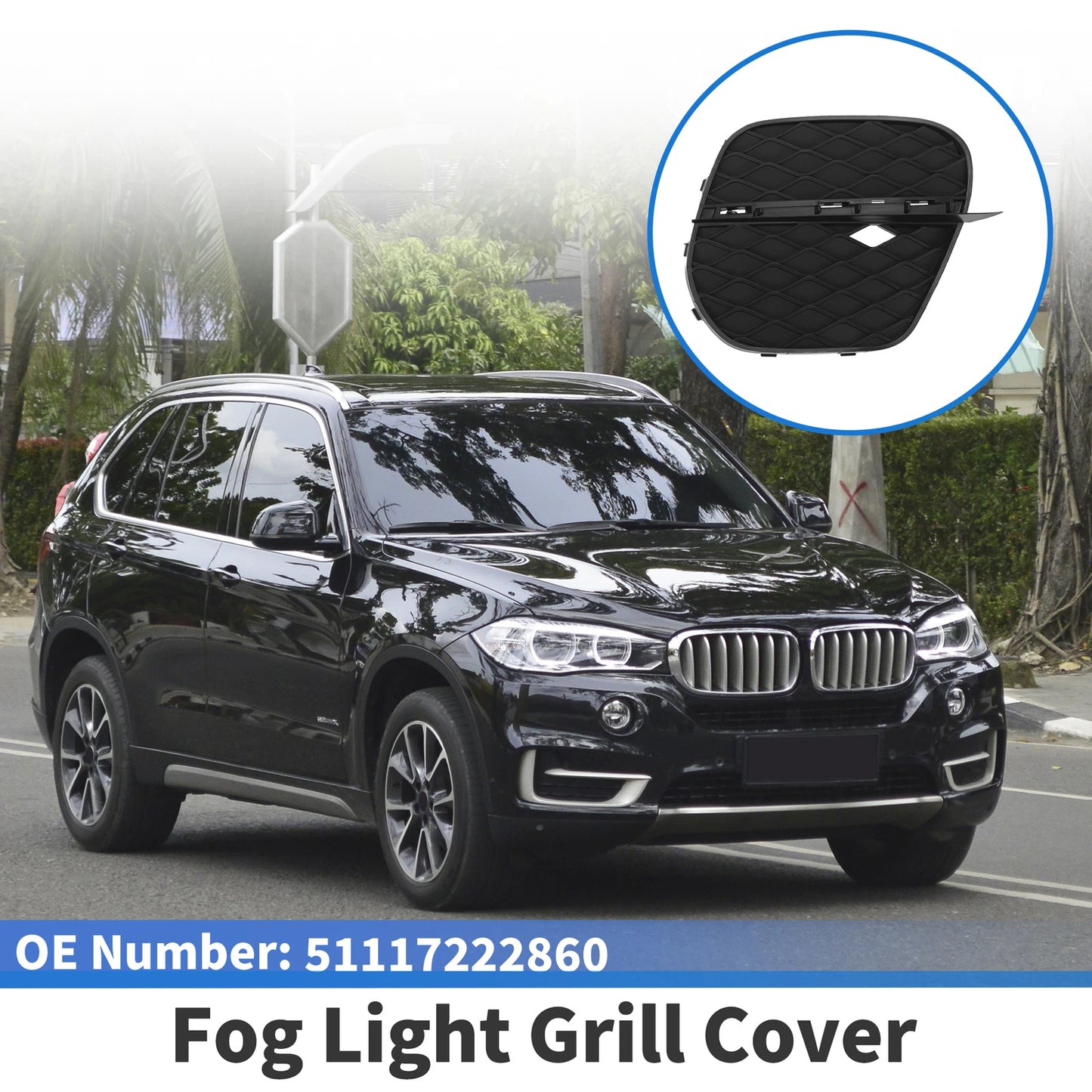 1 Pc Fog Light Grill for BMW X5 (2011–2013) No. 51117222860 Black
