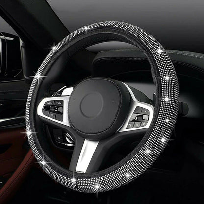 38CM / Steering Wheel Cover Bling for CRYSTAL Silver