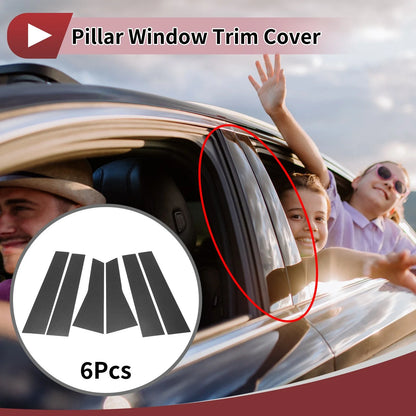 6 Pcs Door Pillar Window Trim for Mercedes-Benz B-Class (2020-2023) Black Carbon Fiber